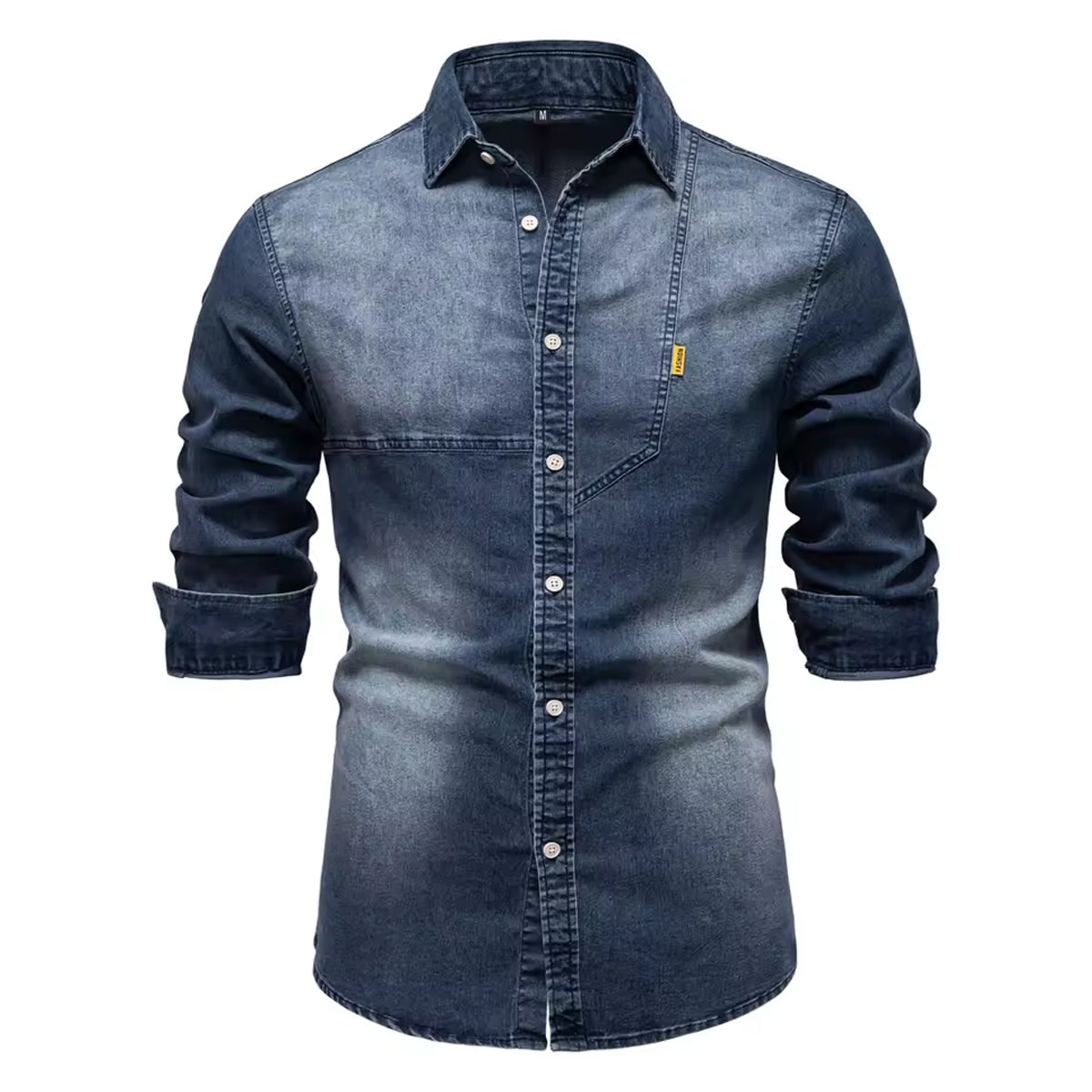 Men’s Denim Shirt Long Sleeve Classic Western Style Durable Cotton