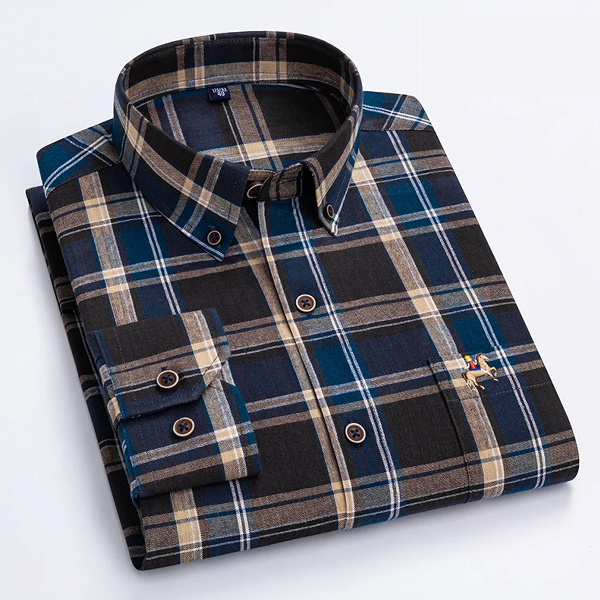 Men's Cotton Tartan Plaid Checkered Formal Slim Fit Shirt