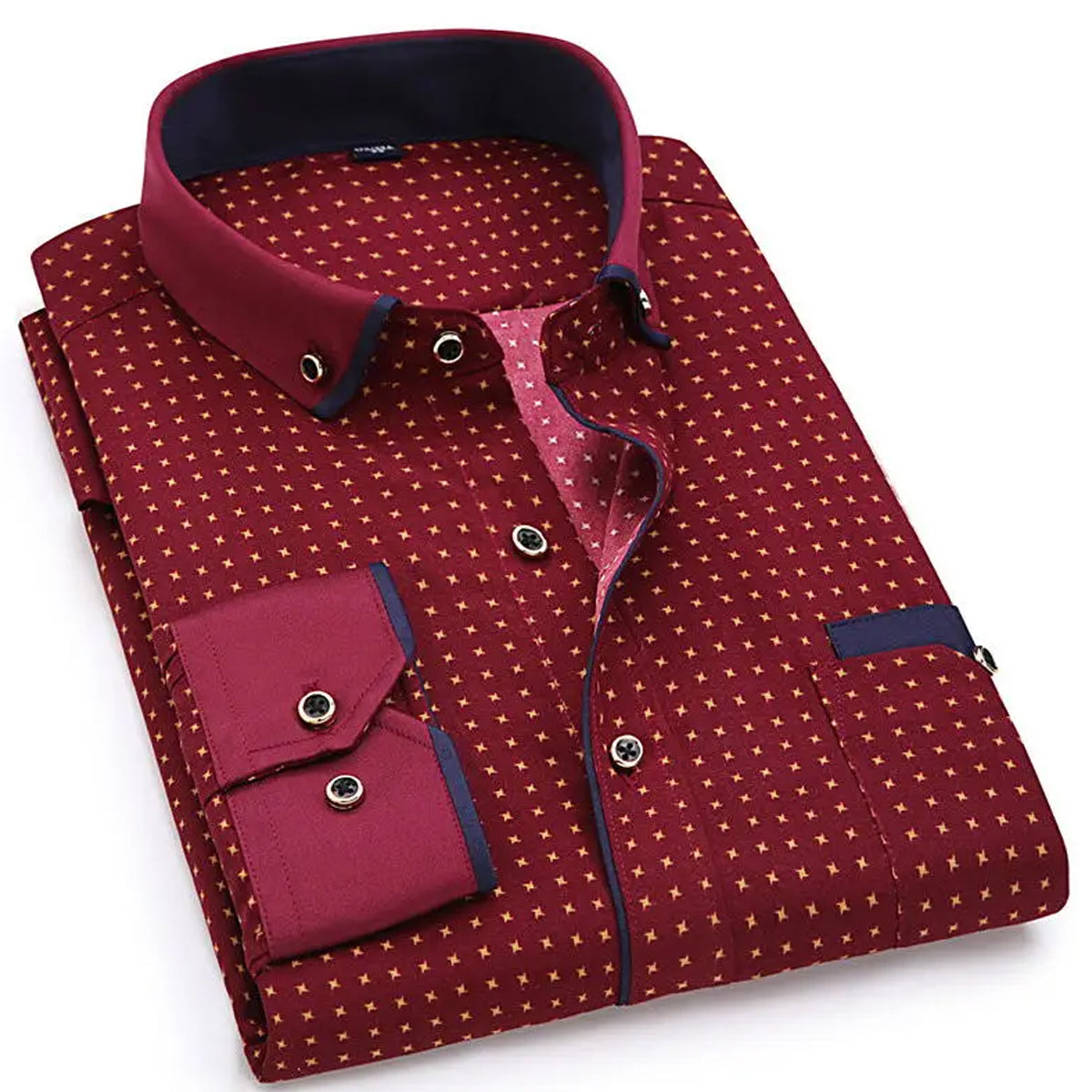 Men’s Textured Casual Shirt Classic Design Red