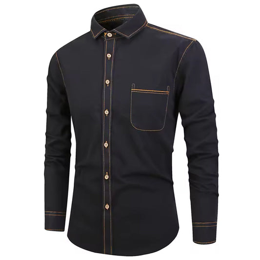 Men’s Black Stylish Collar Casual Shirt