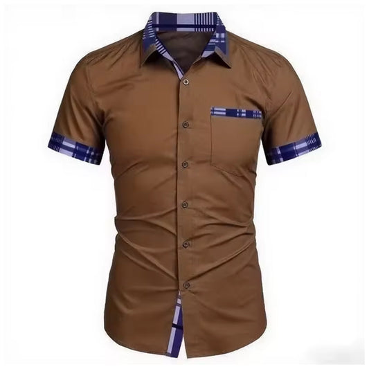 Men’s Half Sleeve Casual Shirt Solid Color Easy Iron Daily Wear