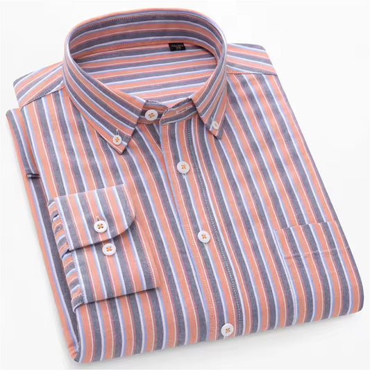 Men's Business Casual Striped Shirt 100% Cotton