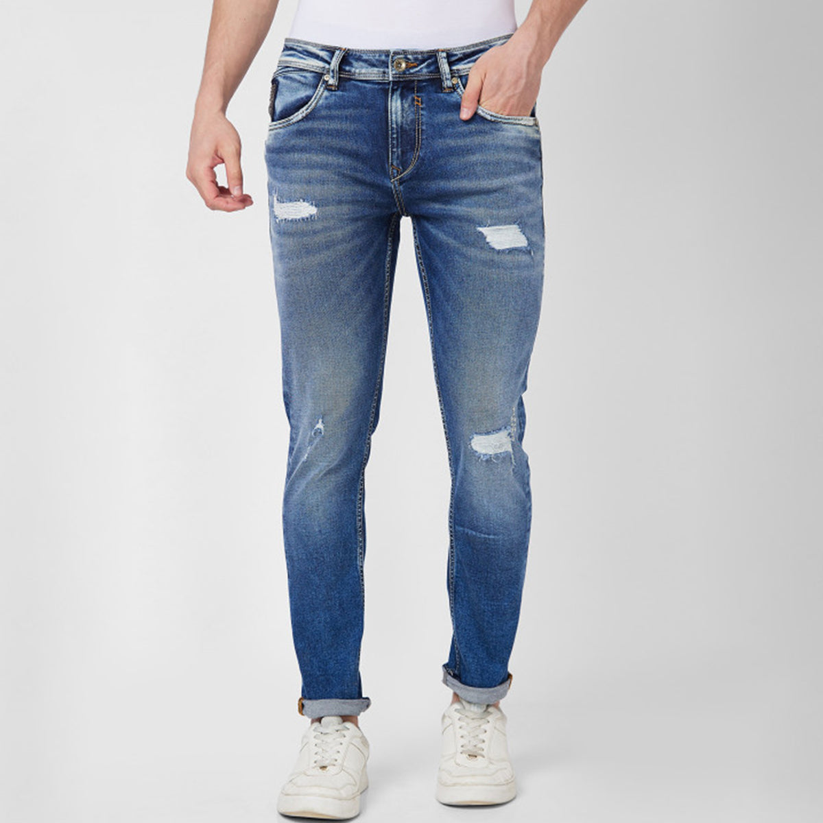 Men’s Ripped Denim Jeans – Skinny Fit
