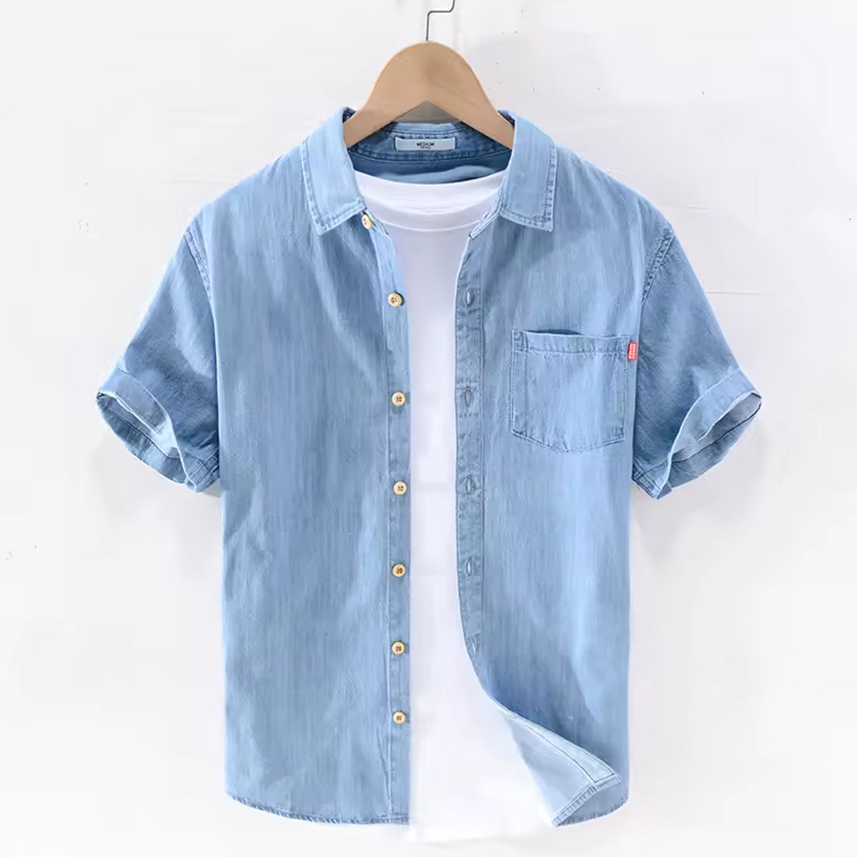 Washed Indigo Denim Shirt for Men Casual Wear
