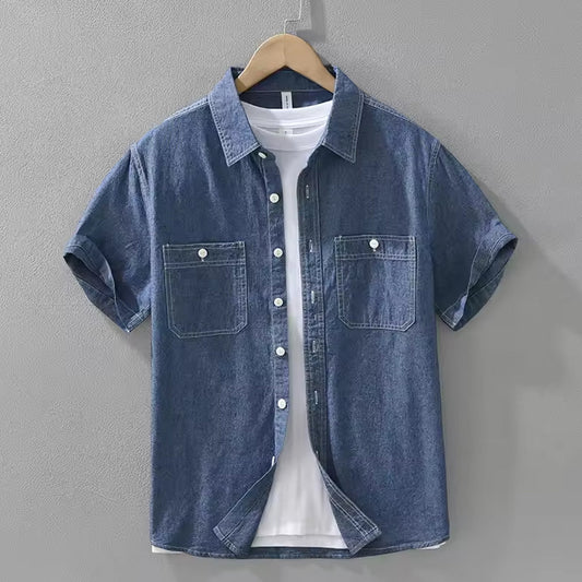 Men’s Deep Navy Denim Shirt Slim Fit
