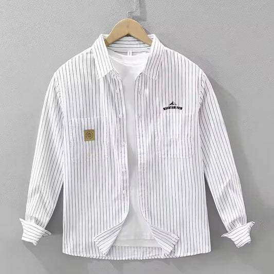 Men Regular Fit Striped Spread Collar Casual Shirt