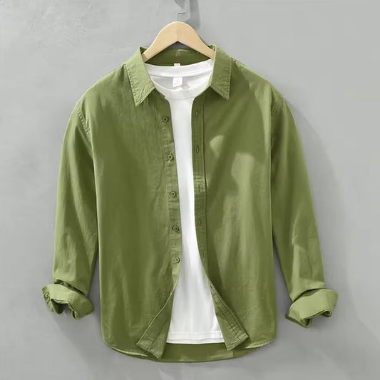 Leaf Green Denim Shirt for Men Utility Style