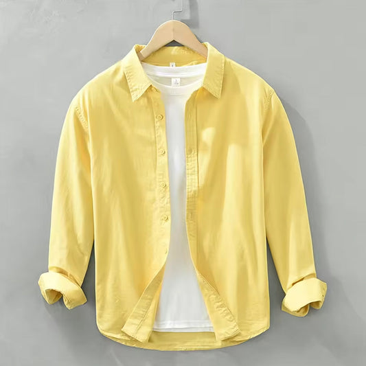 Slim Fit Yellow Denim Shirt Minimalist Design