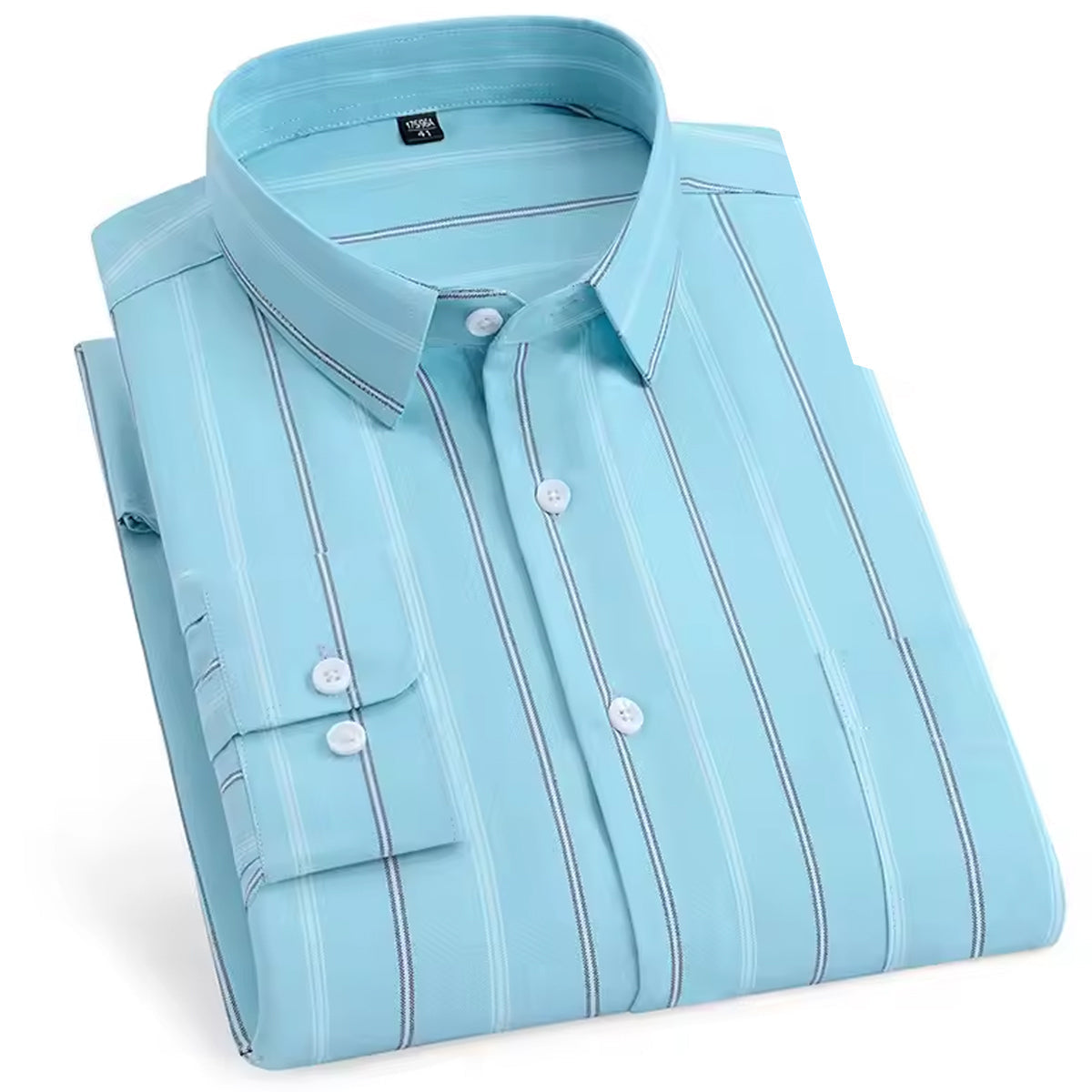 Men Slim Fit Striped Cut Away Collar Casual Shirt
