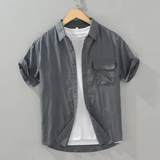 Men’s Charcoal Grey Denim Shirt Rugged Look