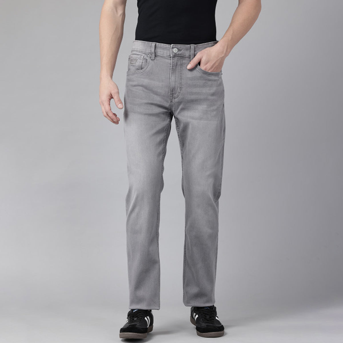 Men’s Skinny Fit Jeans Faded Grey Stretch Denim