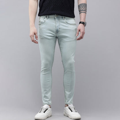 Stonewash Straight Fit Jeans for Men Relaxed Feel