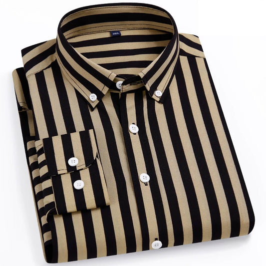 Men's Western Fit Cotton Casual Bold Striped Shirt for Men Full Sleeves