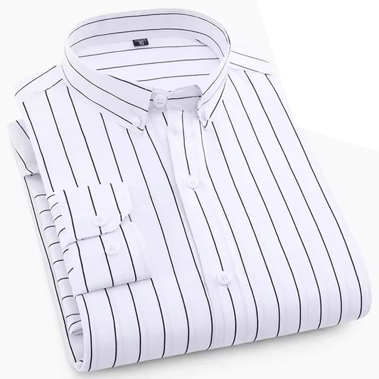 Men's Premium Striped White Casual Shirt