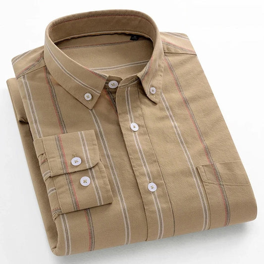 Men's Button Up Spread Collar Shirt for Casual Wear