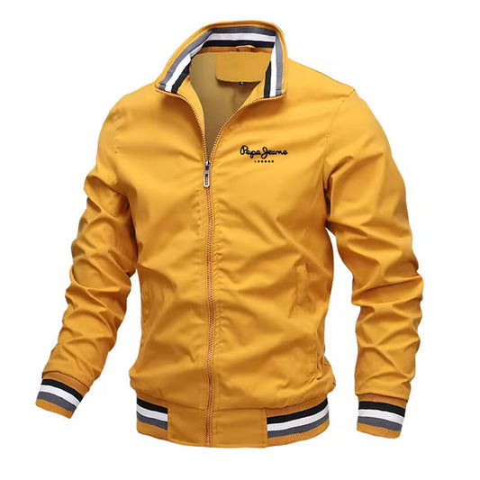 Men’s Lightweight Brown Jacket Daily Wear Zip Front