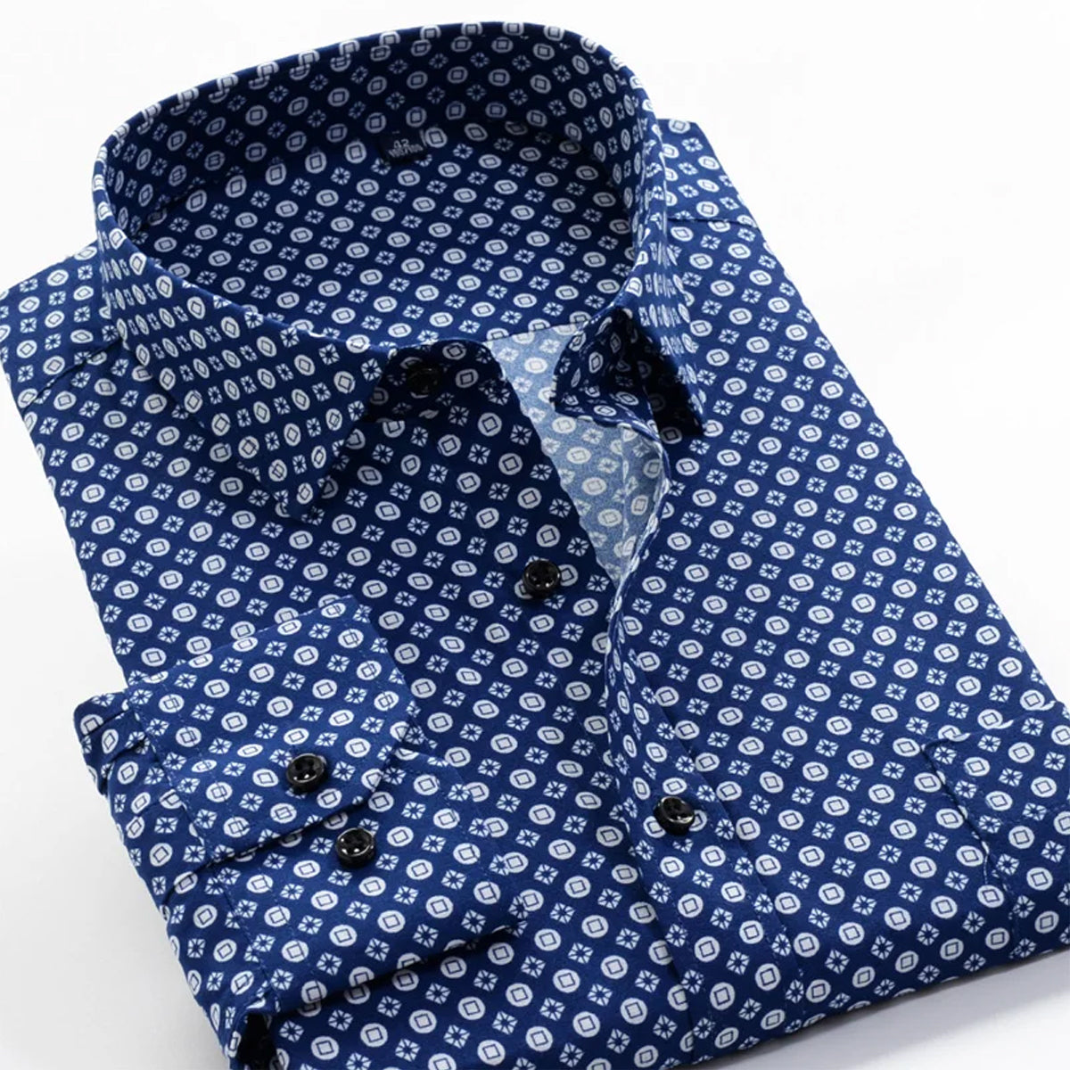Men's Slim Fit Casual Shirt Pure Cotton Solid Oxford Navy Blue