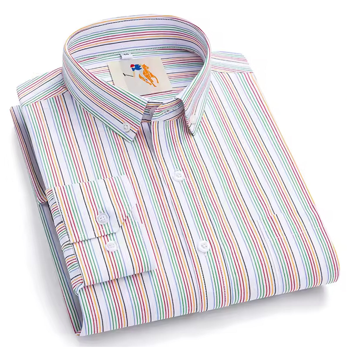 Men's Cotton Slim Fit Multi Striped Full Sleeves Cutaway Collar Casual Shirt