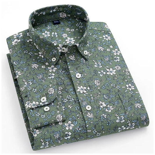 Men's Pure Cotton Print Pattern Slim Fit Shirts