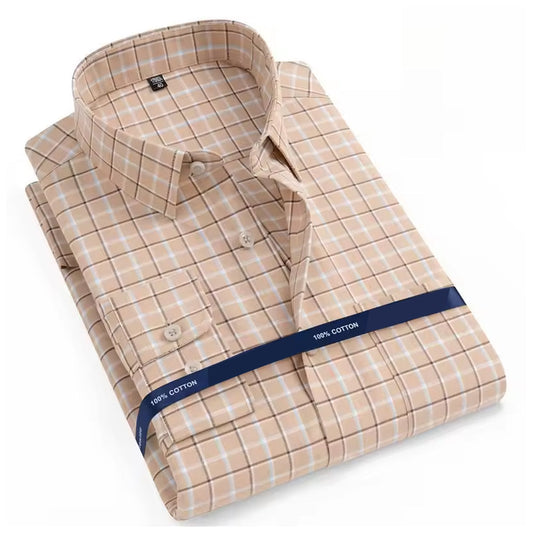 Men Box Checkered Slim Fit Cotton Casual Shirt