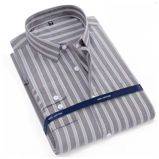 Men's Standard Slim Fit Striped Pure Cotton Casual Shirt
