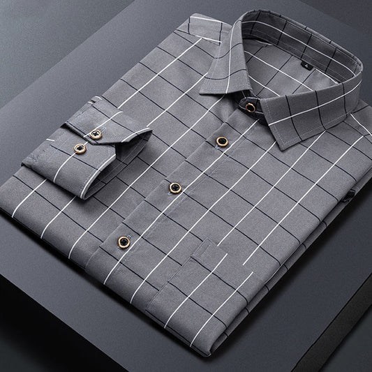 Men Slim Fit Checkered Spread Collar Casual Shirt
