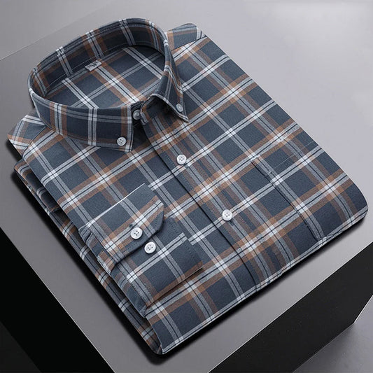 Men's Cotton Casual Slim Fit Checkered Shirt