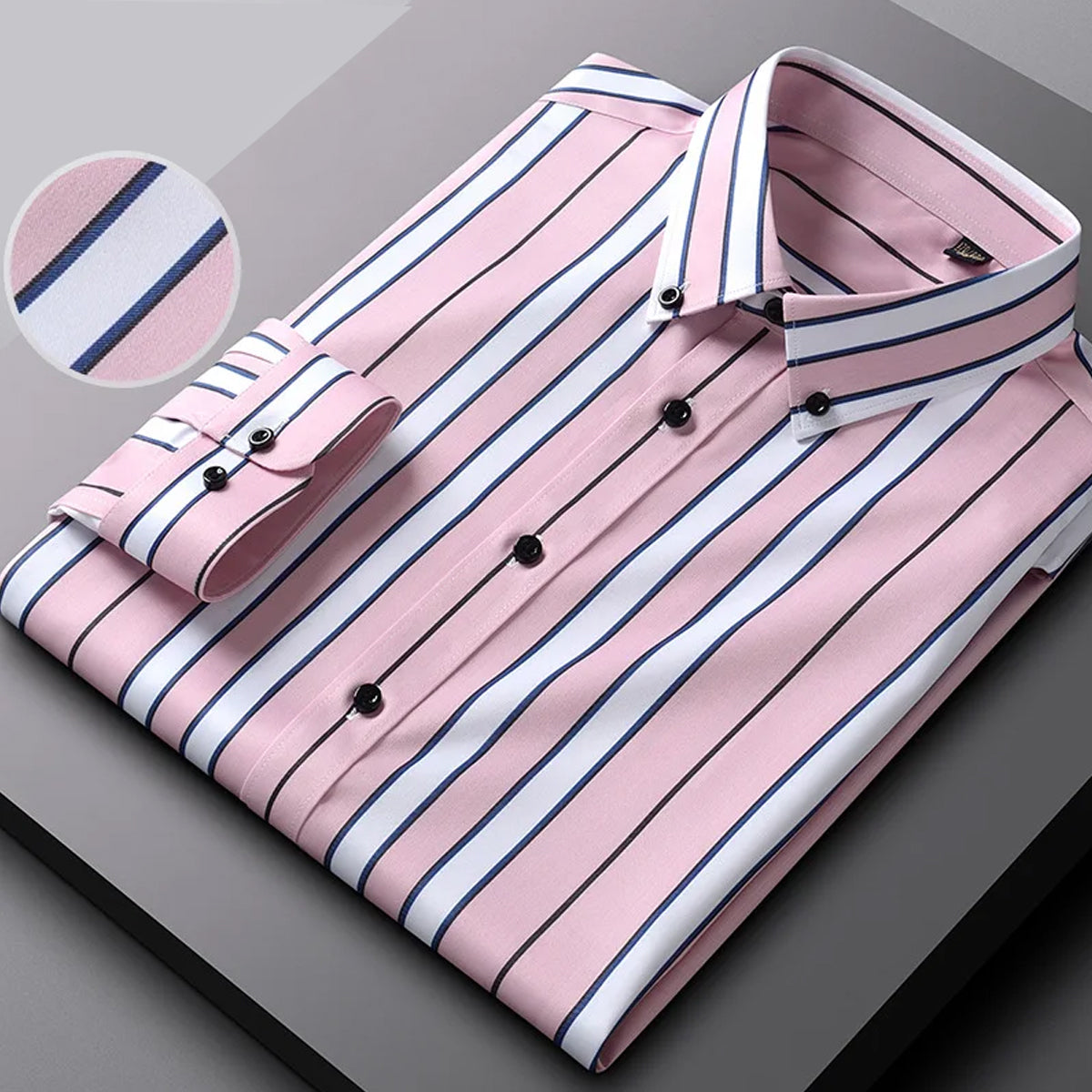 Men's Striped Cotton Formal Shirt