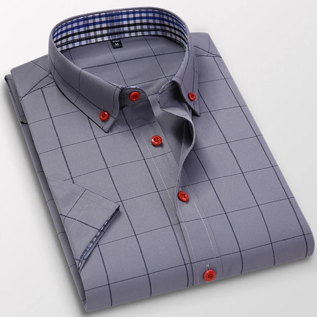 Men’s Checked Casual Shirt Classic Design Gray