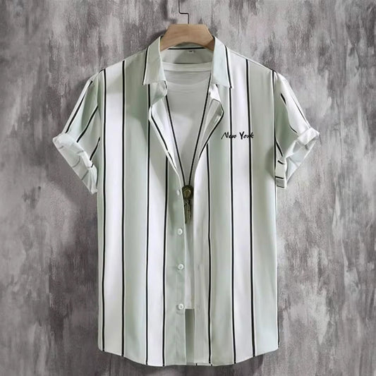 Men's Casual Cotton Striped Shirt Relaxed Fit